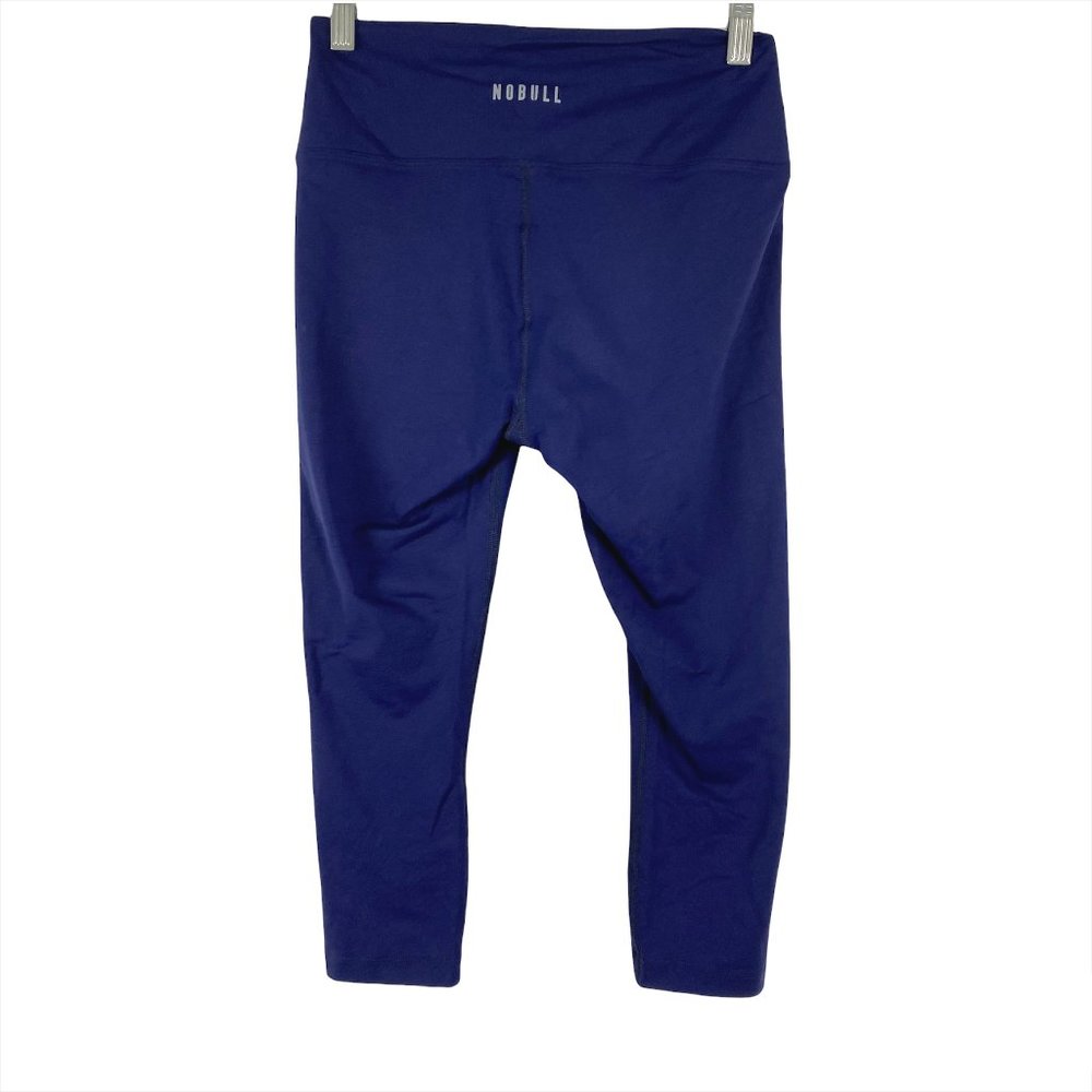 Nobull Crop Leggings Blue Solid Nylon Spandex Athletic Women's Medium
